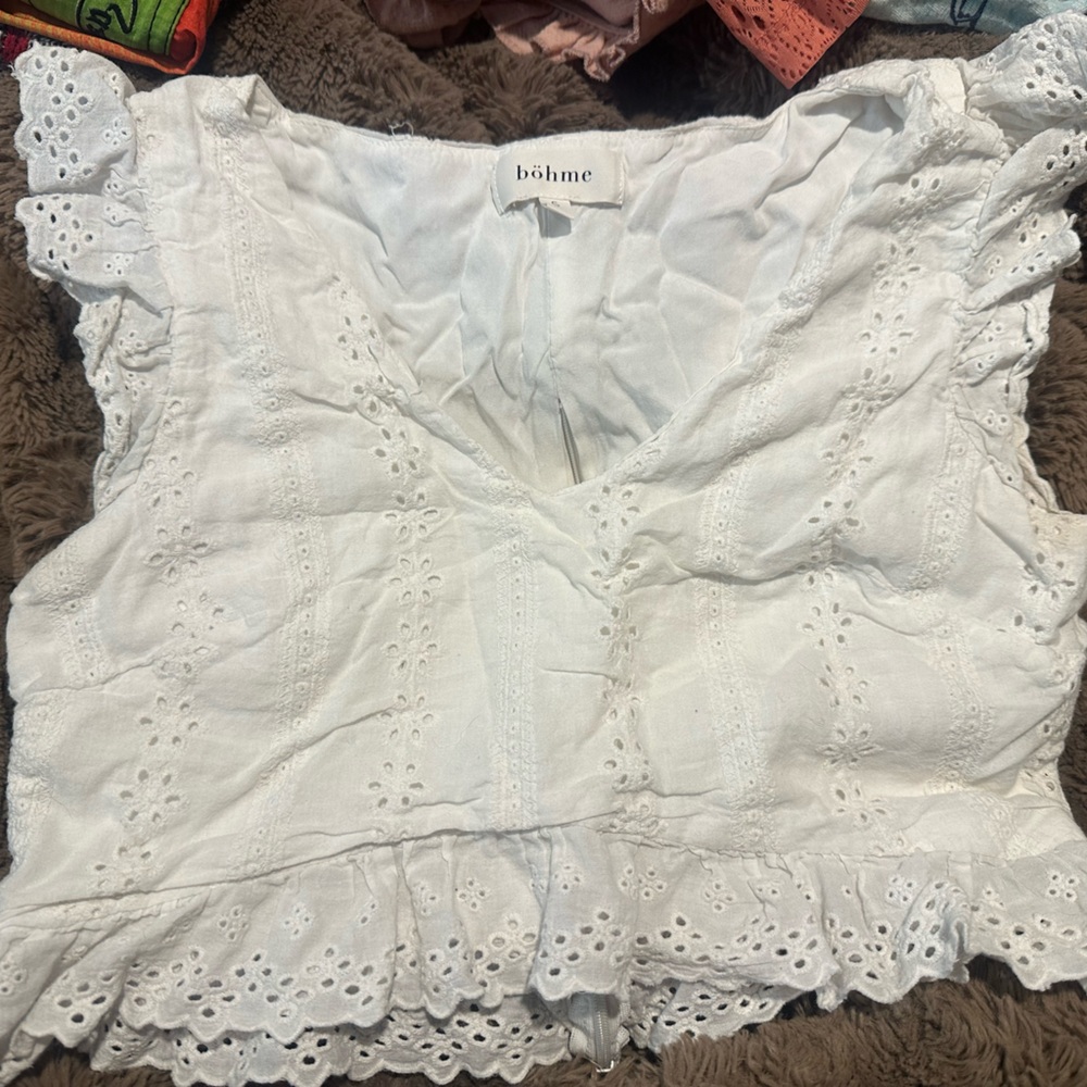 Boheme White Eyelet Crop Top